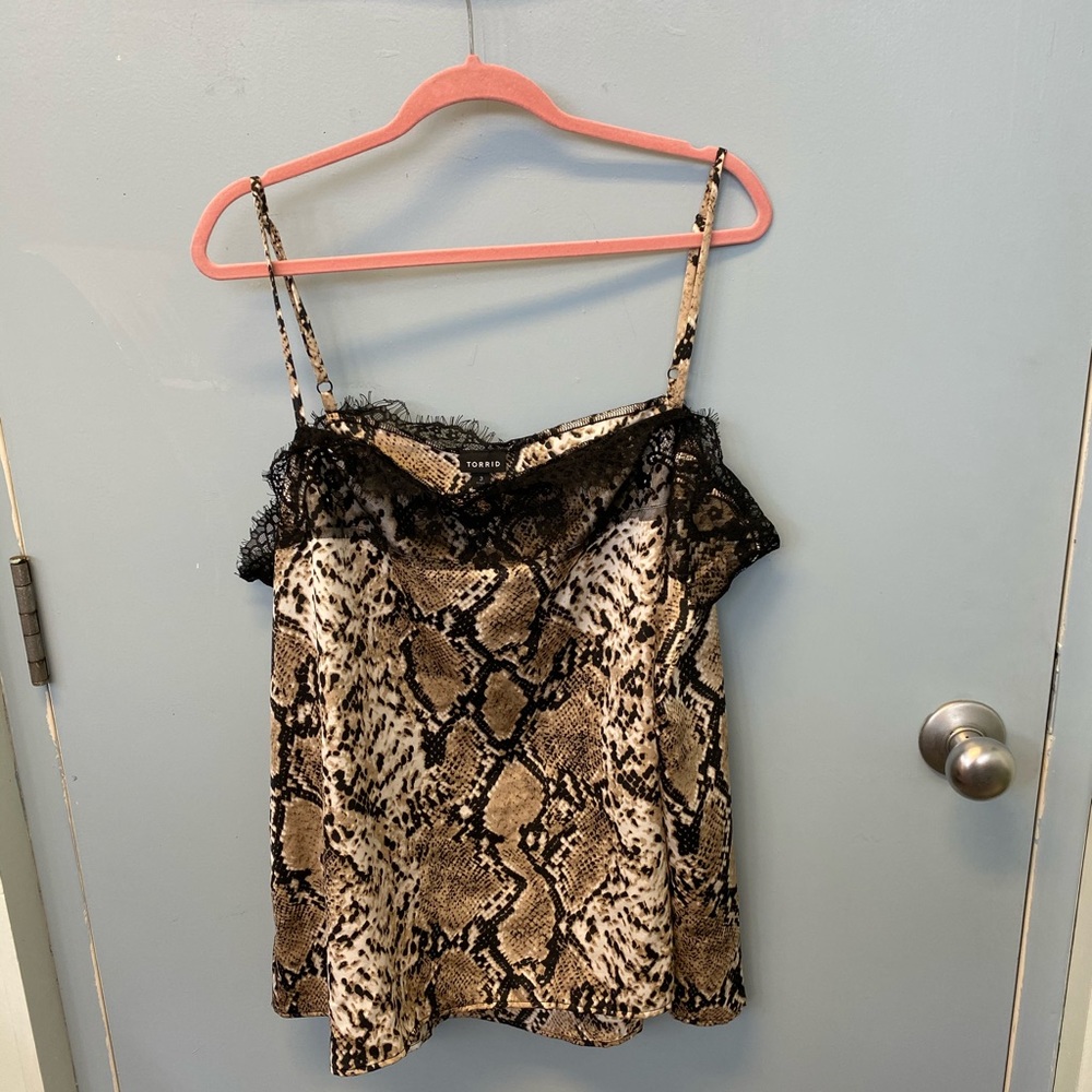 torrid snakeprint lace camisole tank